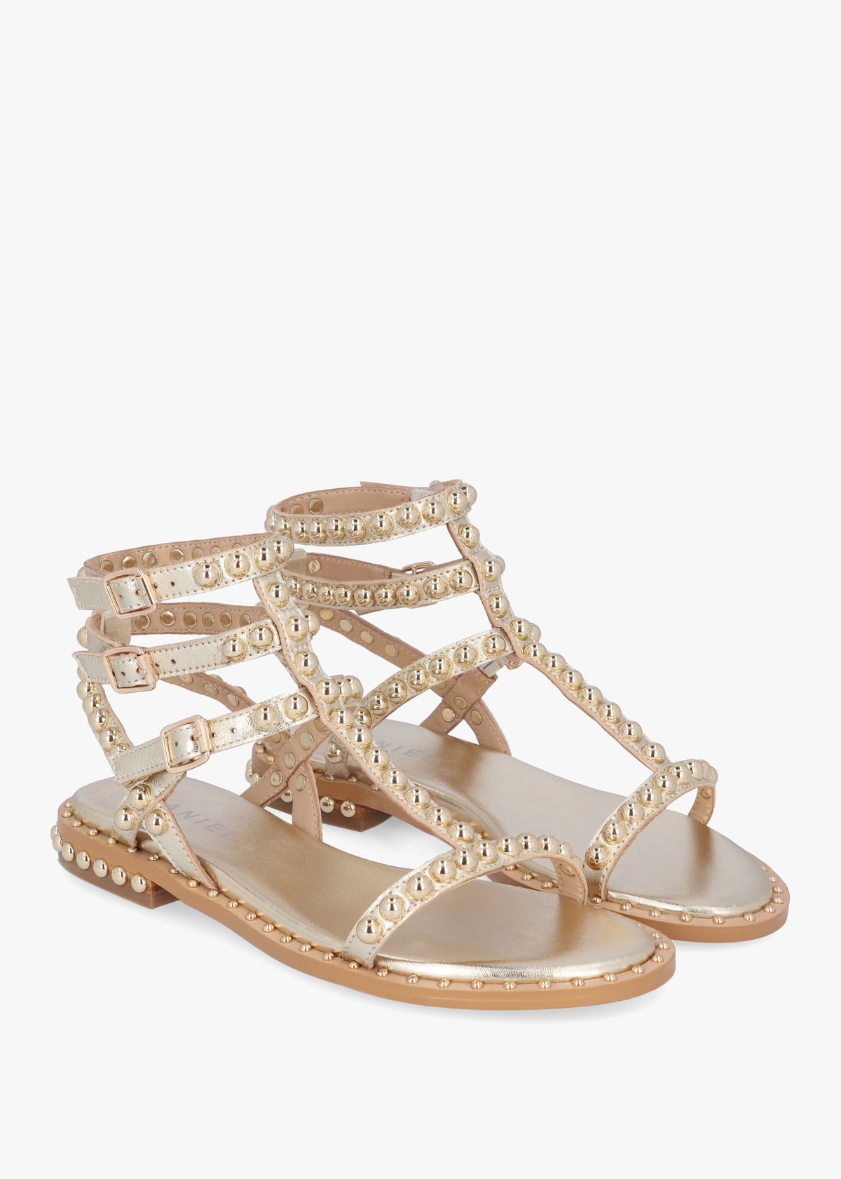 Eternal Gold Leather Studded Gladiator Sandals