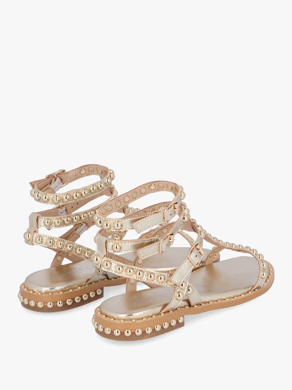 Eternal Gold Leather Studded Gladiator Sandals