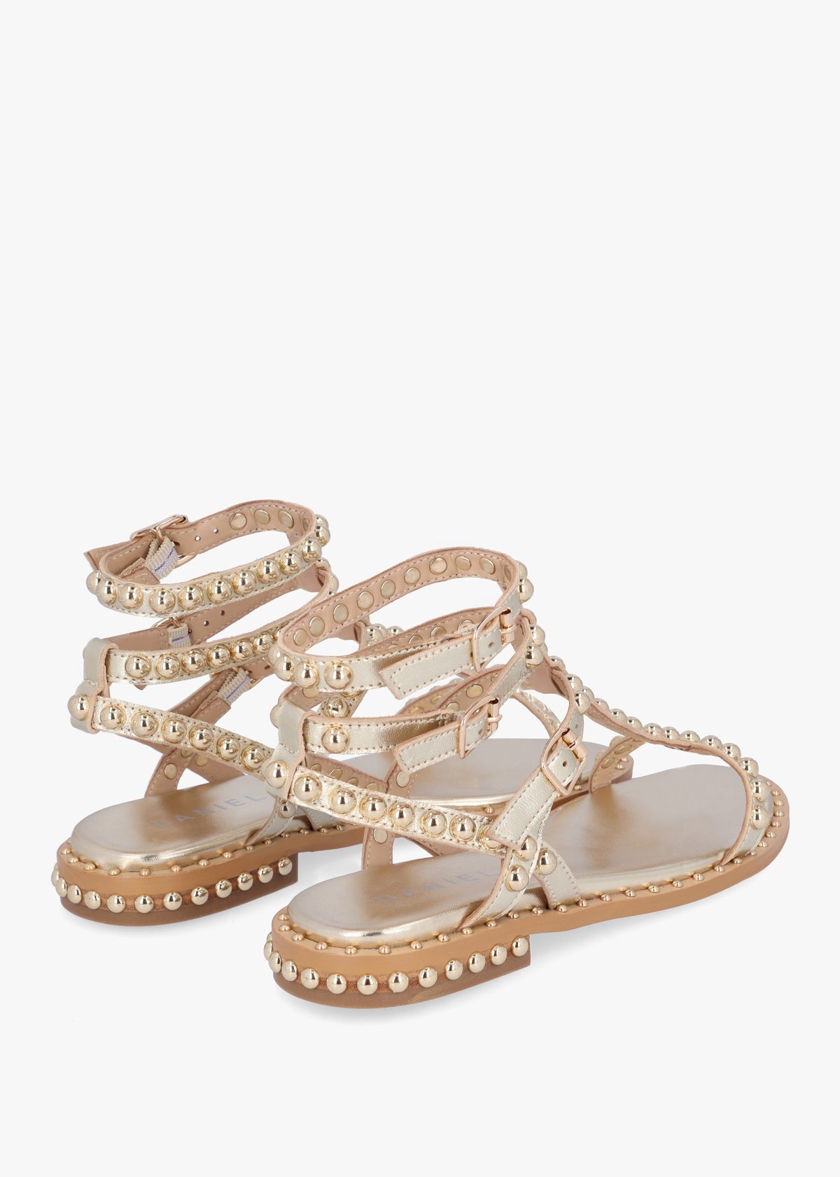 Eternal Gold Leather Studded Gladiator Sandals