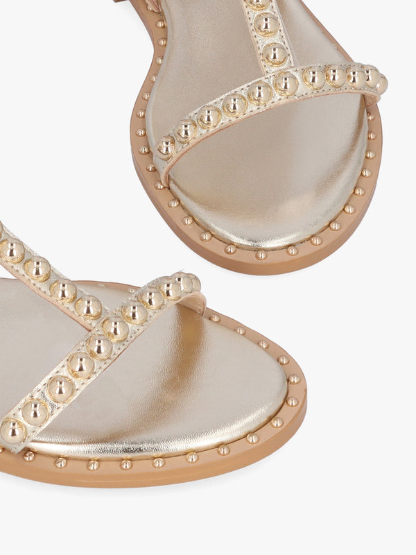 Eternal Gold Leather Studded Gladiator Sandals