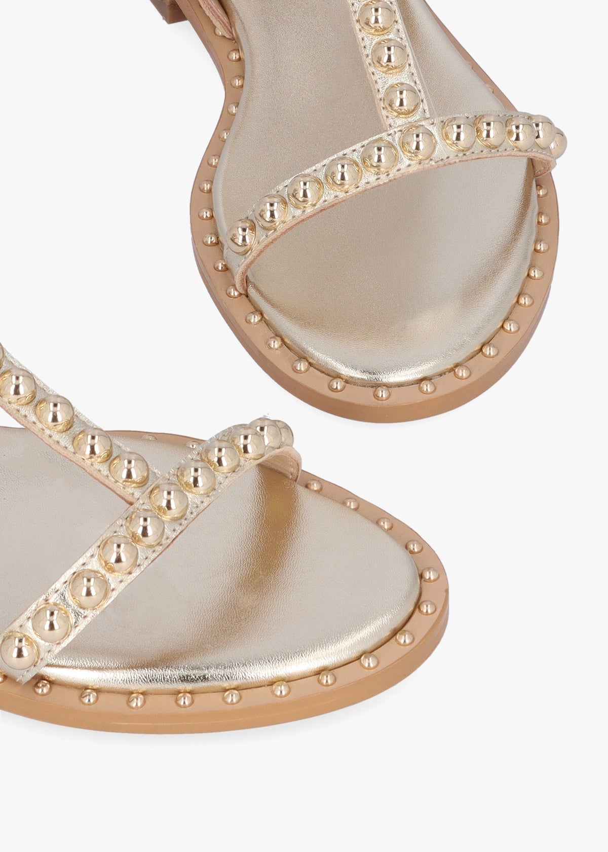 Eternal Gold Leather Studded Gladiator Sandals