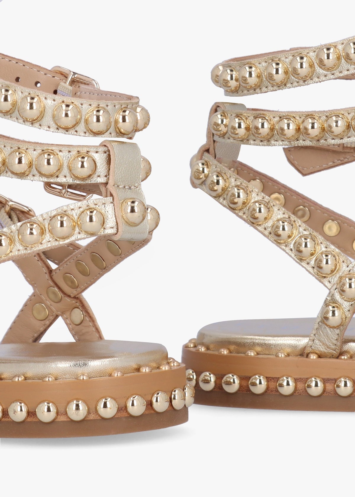 Eternal Gold Leather Studded Gladiator Sandals