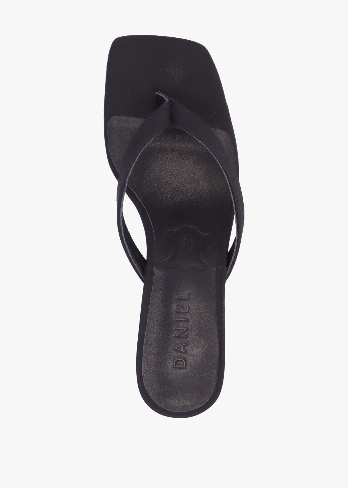 Eden Black Leather Toe Post Kitten Heel Sandals