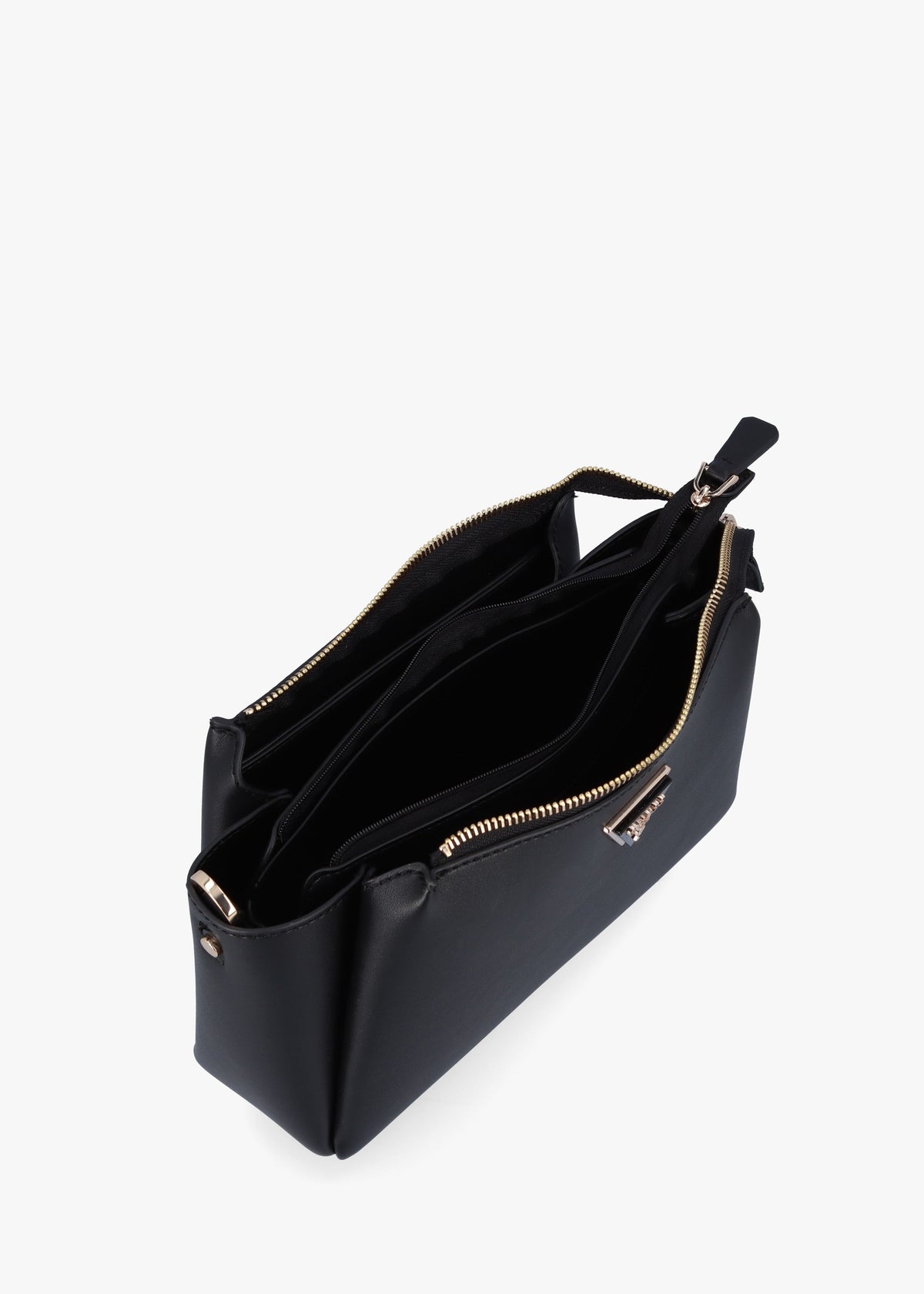 Iwona Triple Compartment Black Cross-Body Bag