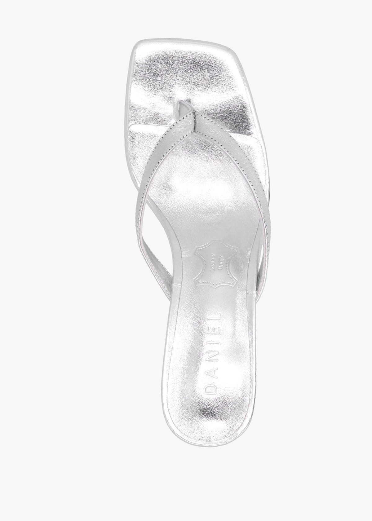 Eden Silver Leather Toe Post Kitten Heel Sandals
