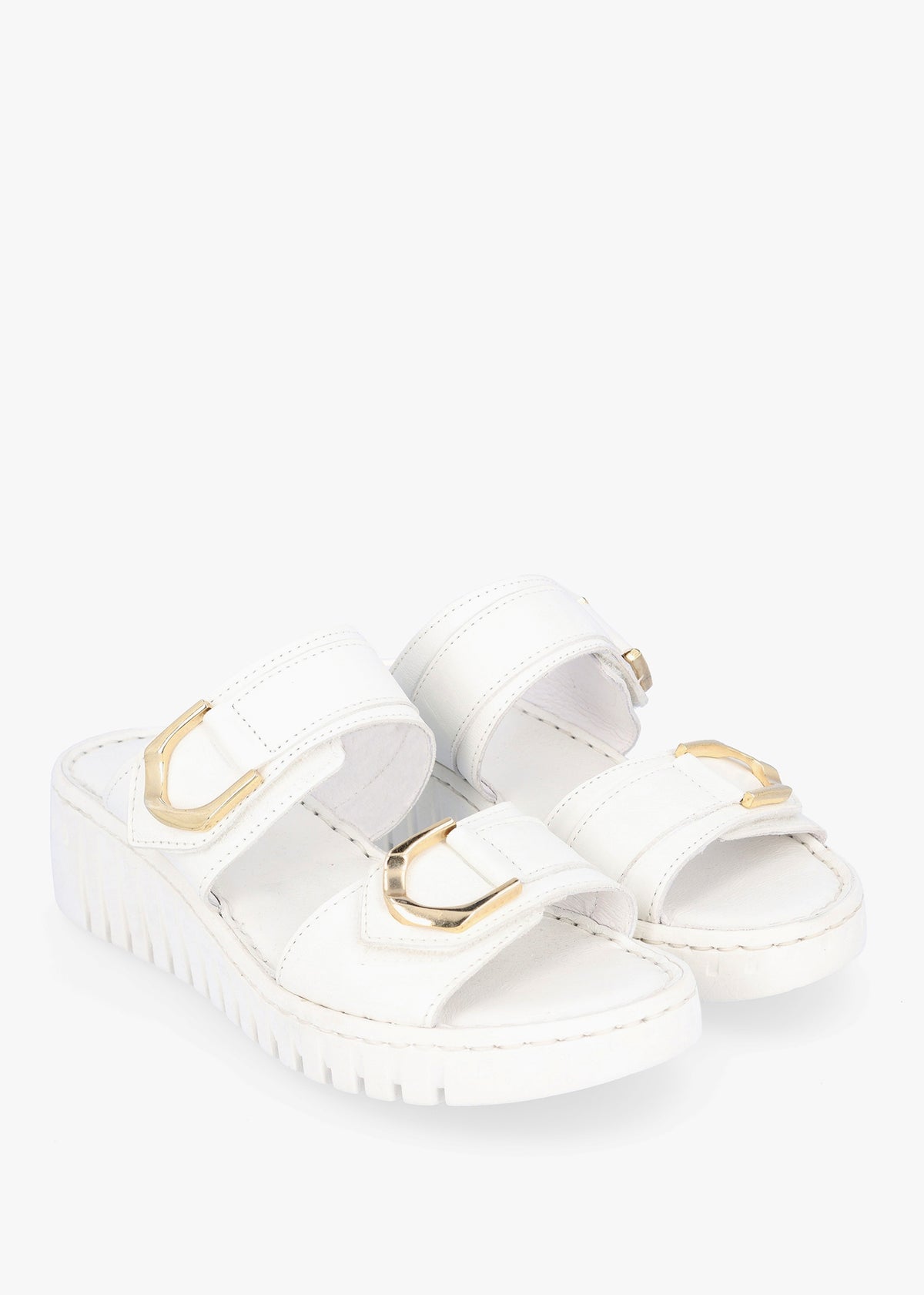 Lorelai White Leather Two Bar Mules