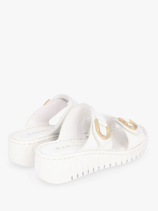 Lorelai White Leather Two Bar Mules