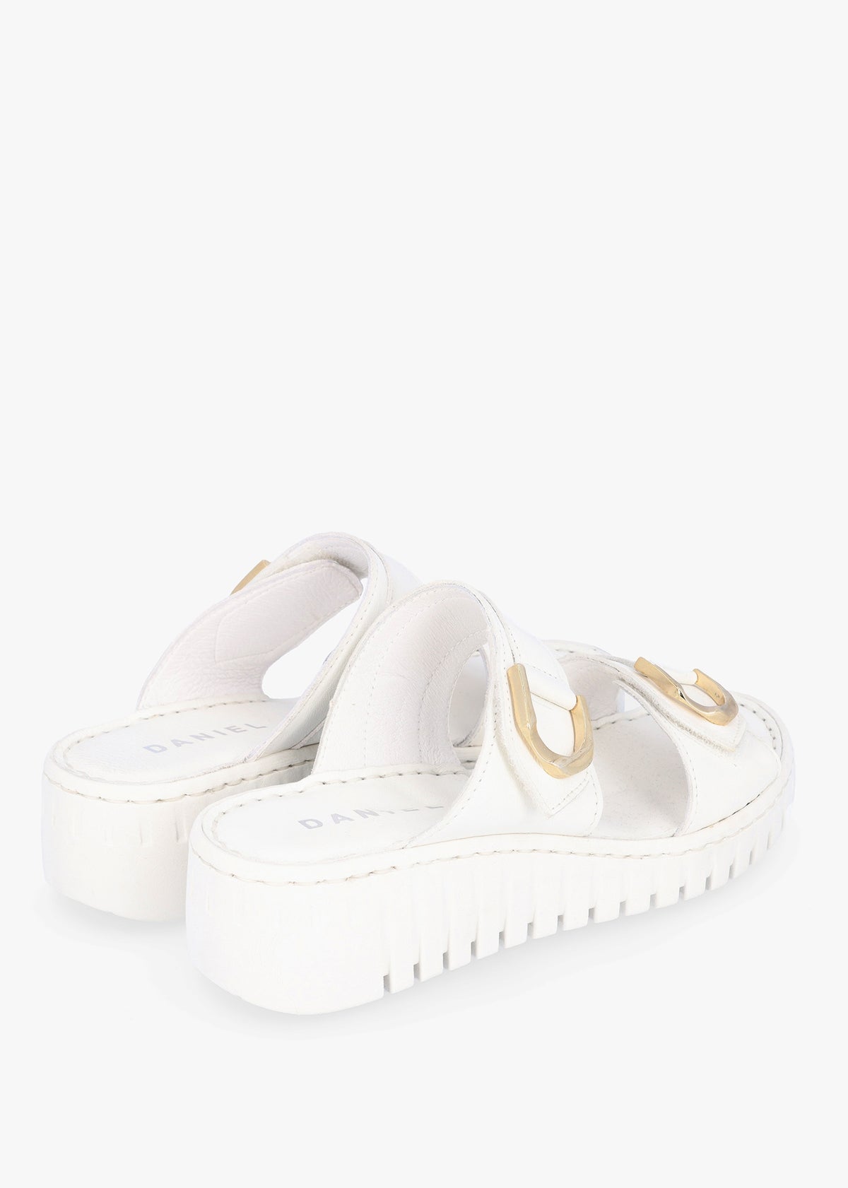 Lorelai White Leather Two Bar Mules