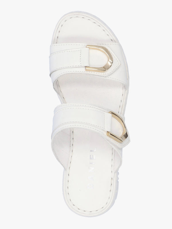 Lorelai White Leather Two Bar Mules