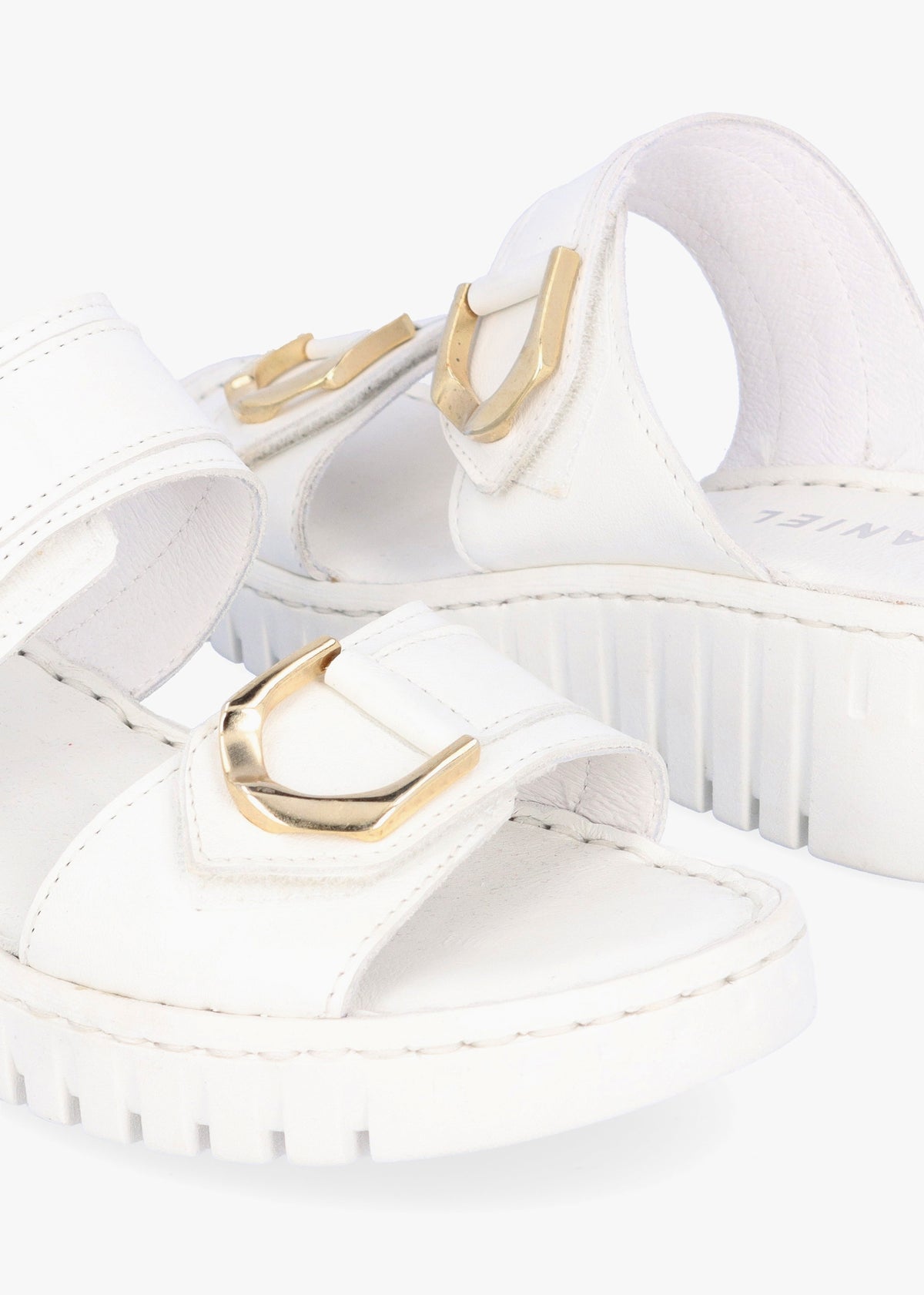 Lorelai White Leather Two Bar Mules