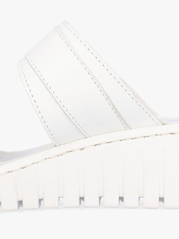 Lorelai White Leather Two Bar Mules
