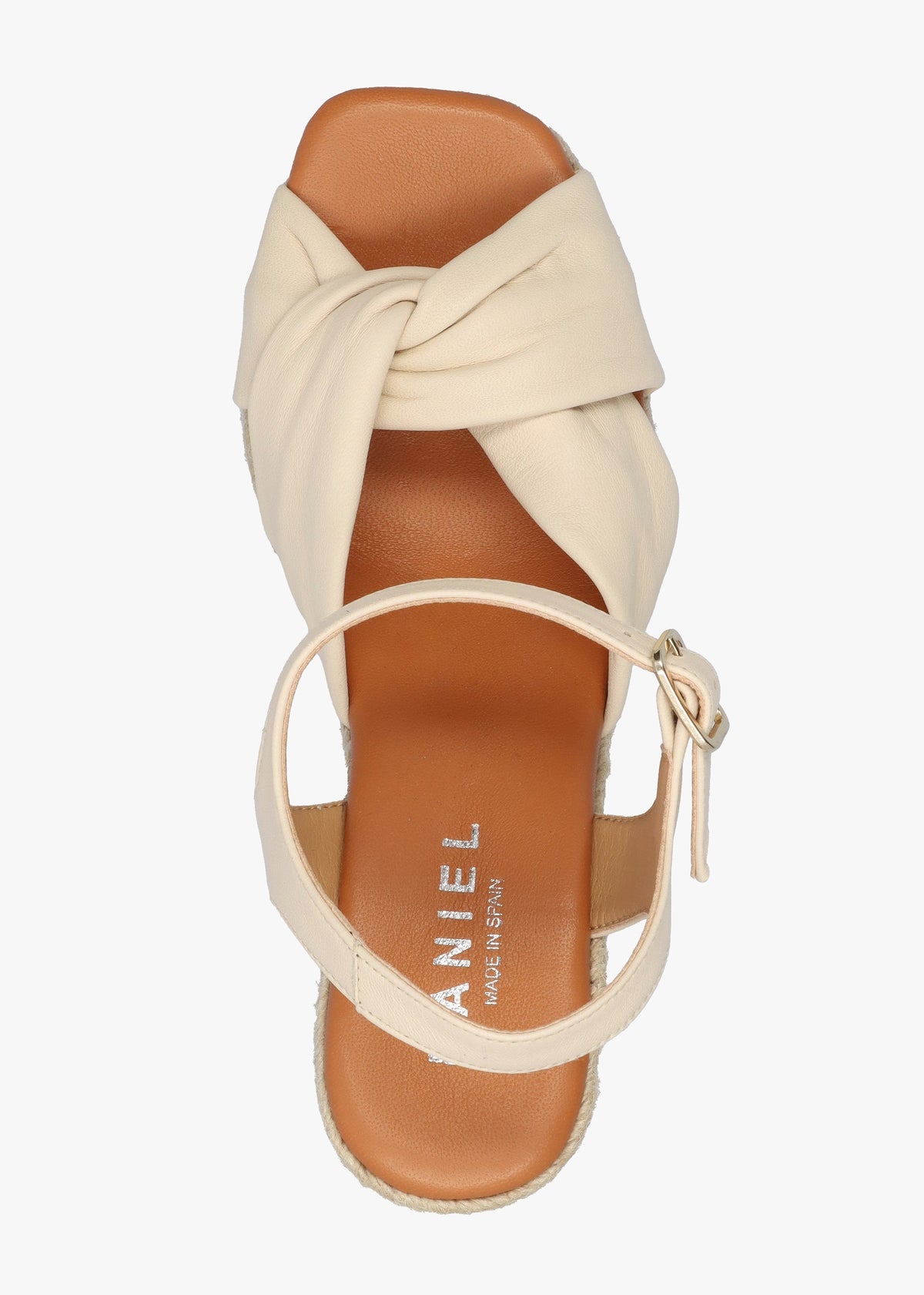Kimberly Cream Leather Knotted Wedge Espadrille Sandals