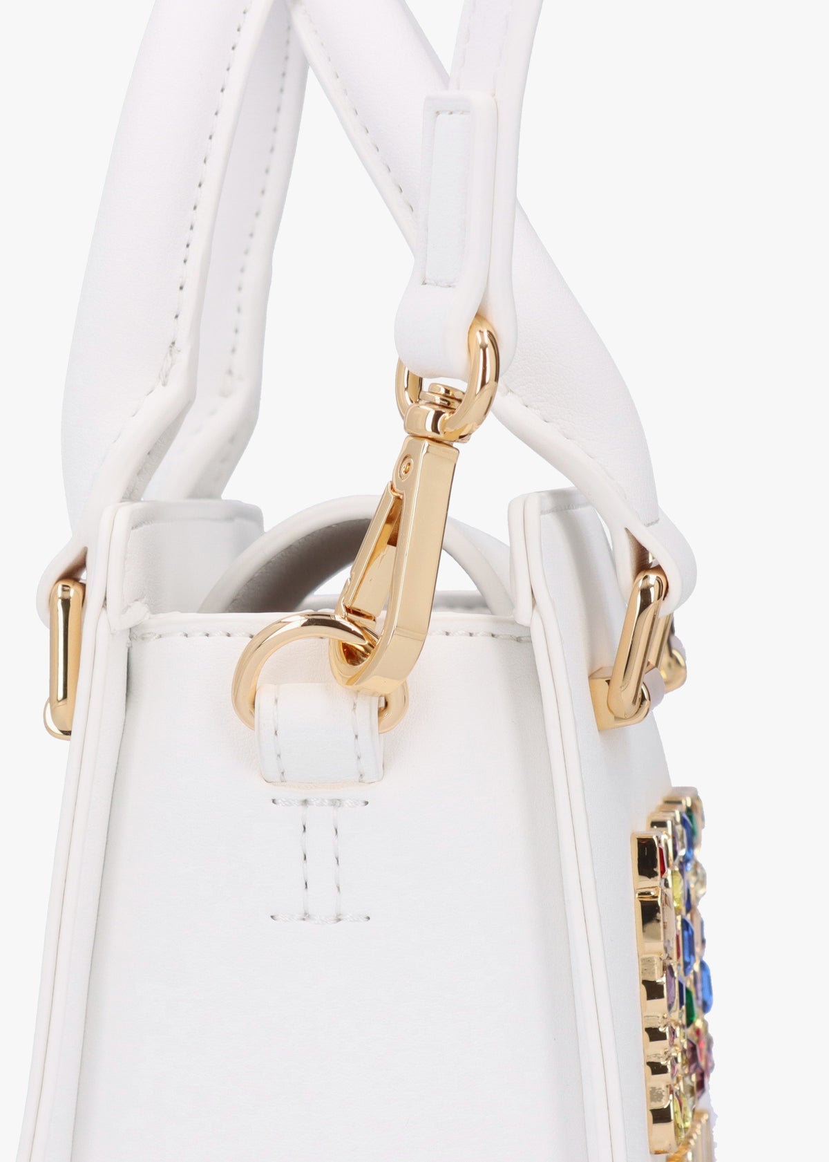 Mini Rhinestone Bianco Cross-Body Bag