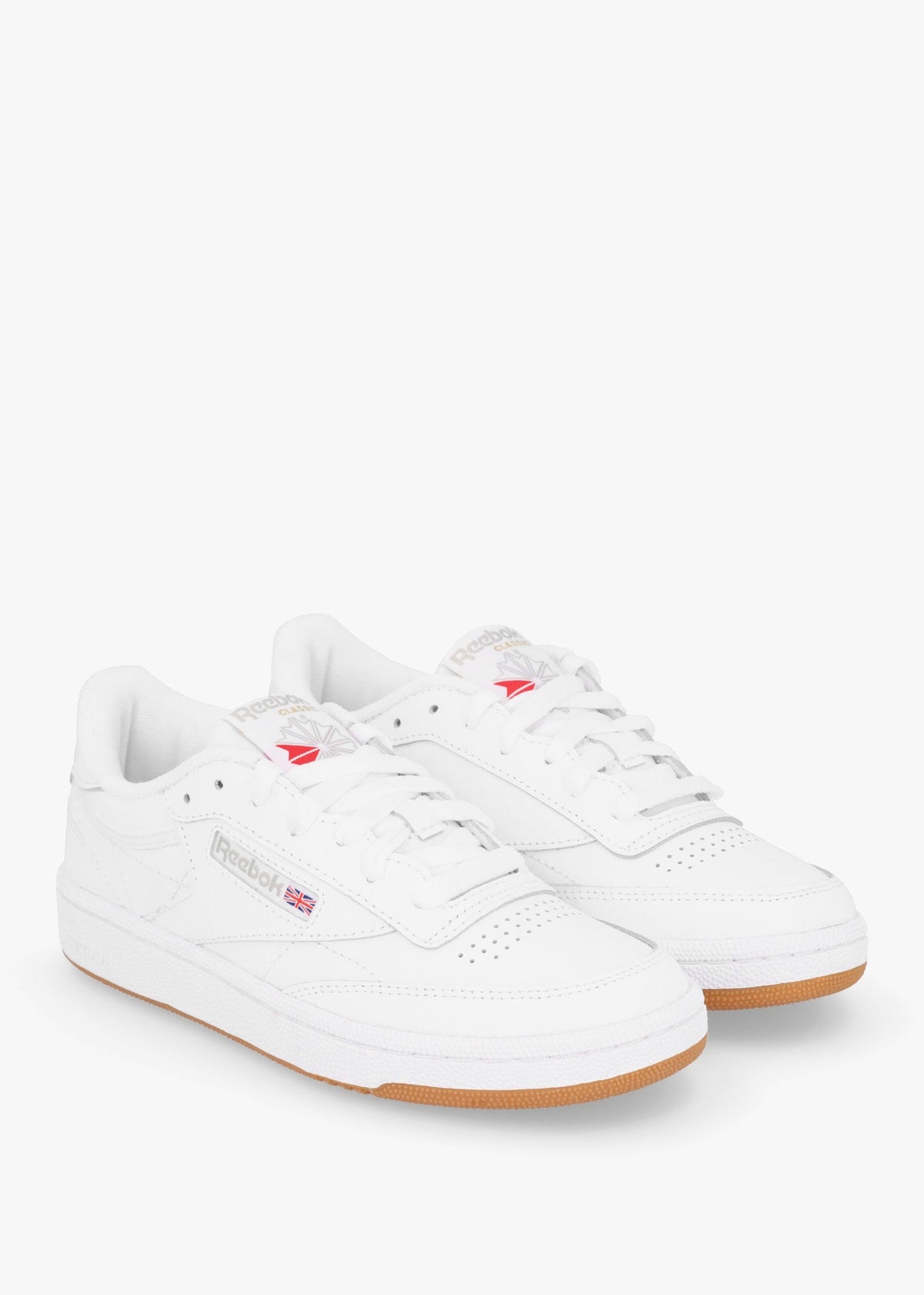 Women's Club C 85 White Light Grey Gum Leather Tennis Trainers