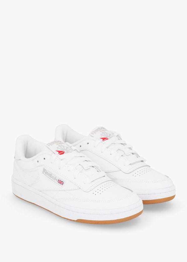 Women's Club C 85 White Light Grey Gum Leather Tennis Trainers