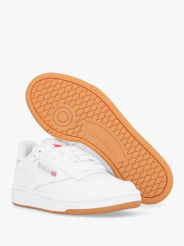 Women's Club C 85 White Light Grey Gum Leather Tennis Trainers