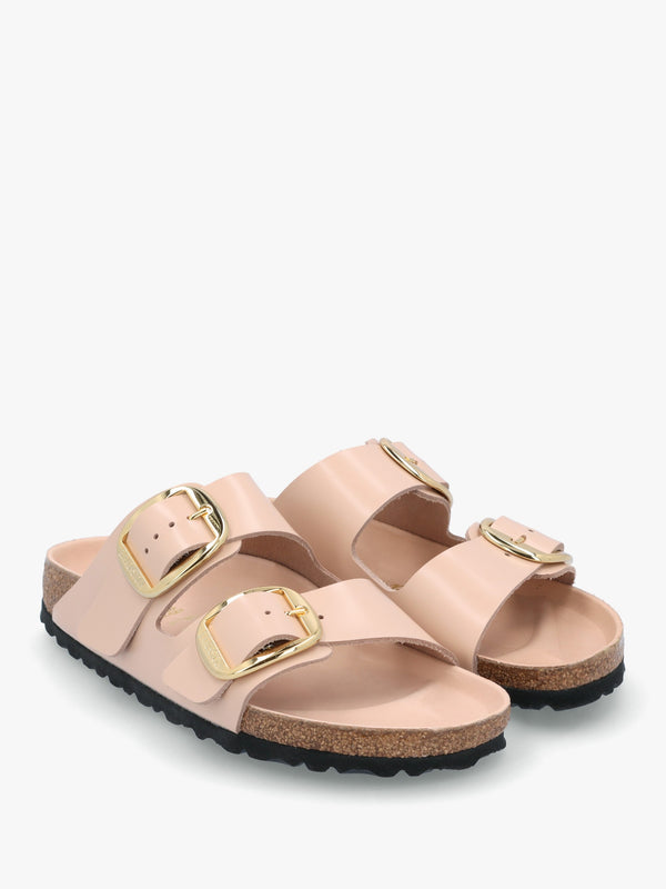 Arizona Big Buckle High Shine New Beige Two Bar Mules