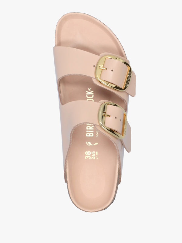 Arizona Big Buckle High Shine New Beige Two Bar Mules