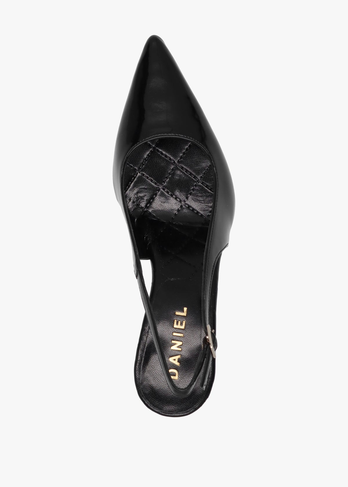 Alvie Black Patent Leather Heeled Sling Backs