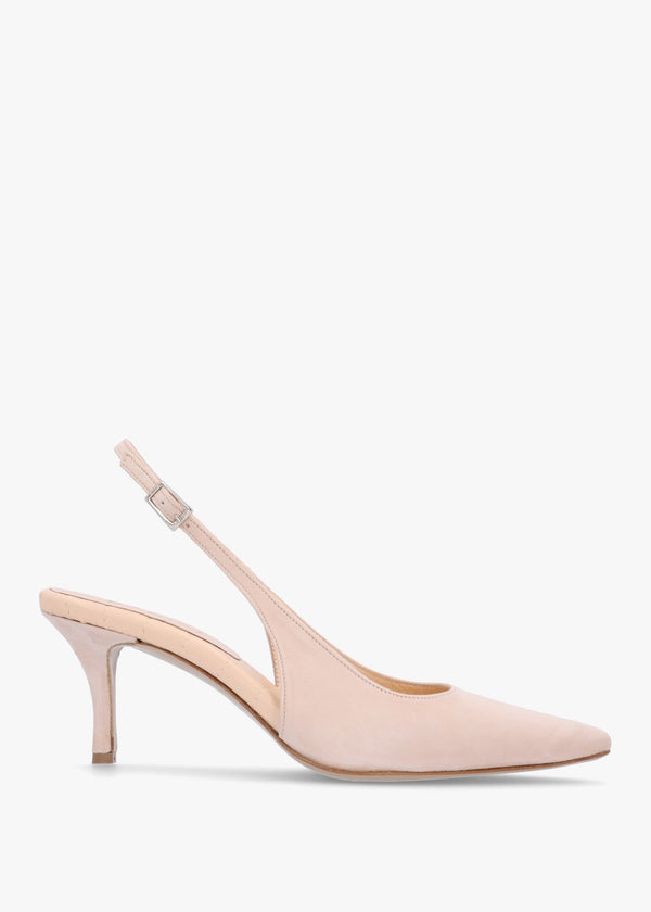 Alvie Nude Suede Heeled Sling Backs