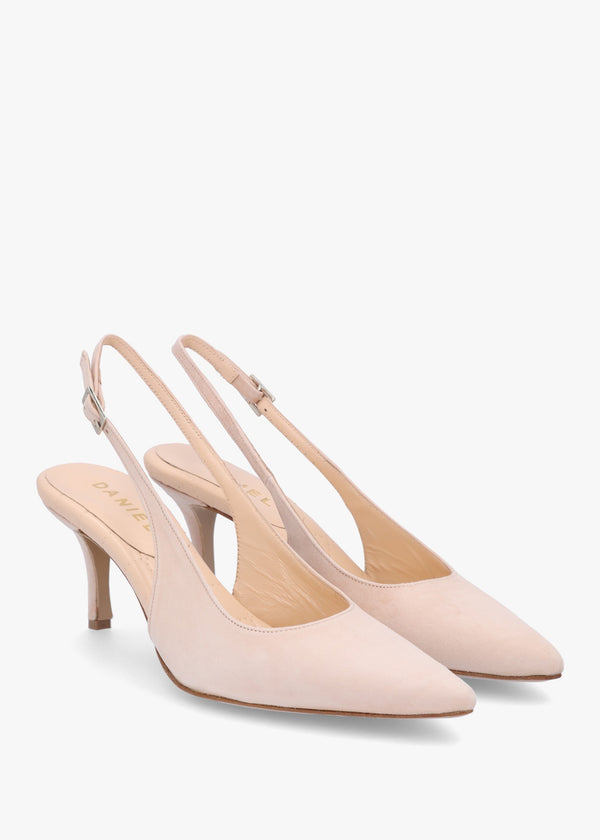 Alvie Nude Suede Heeled Sling Backs