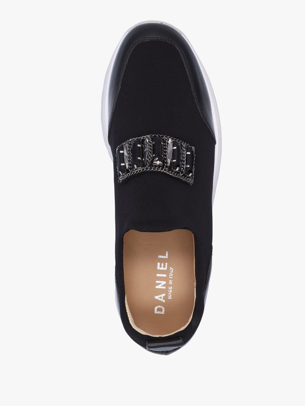 Carnation Black Jewelled Slip On Slab Trainers