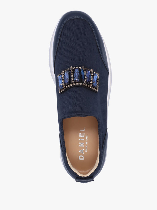 Carnation Navy Jewelled Slip On Slab Trainers