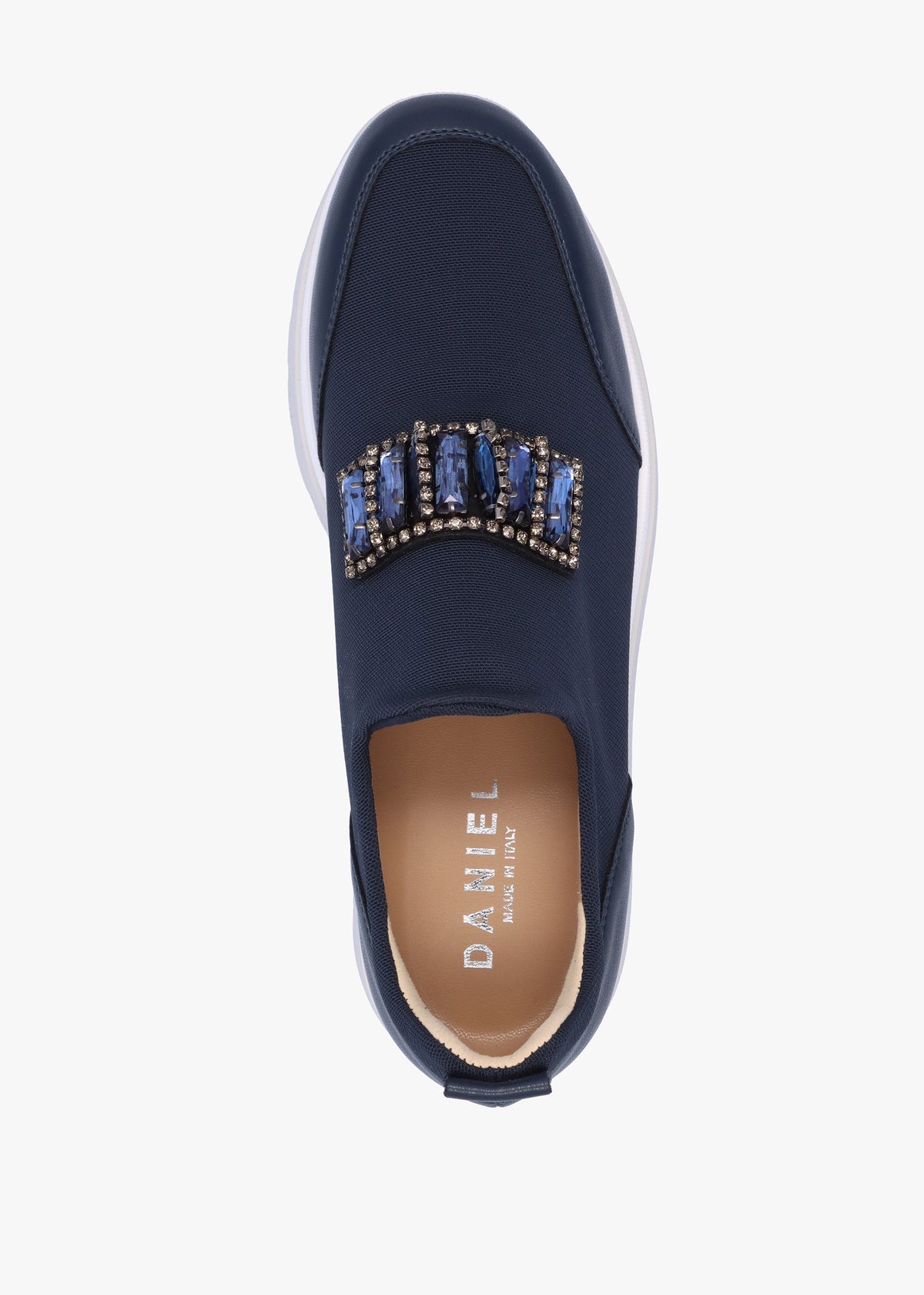 Carnation Navy Jewelled Slip On Slab Trainers