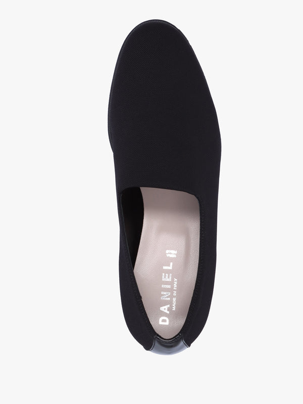 Crocus Black Fabric Low Wedge Trouser Shoes