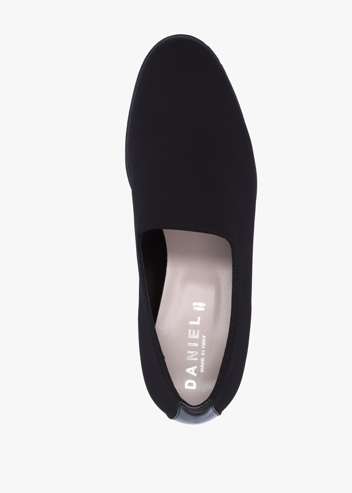 Crocus Black Fabric Low Wedge Trouser Shoes