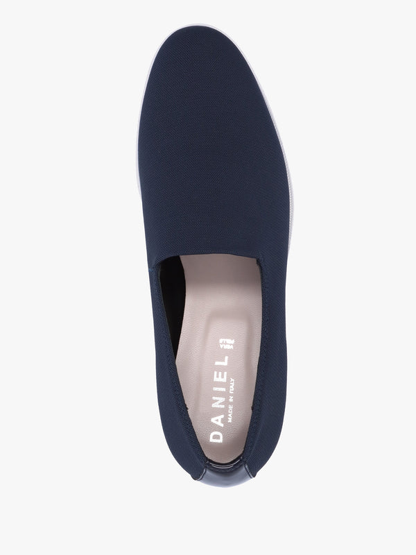 Crocus Blue Fabric Low Wedge Trouser Shoes