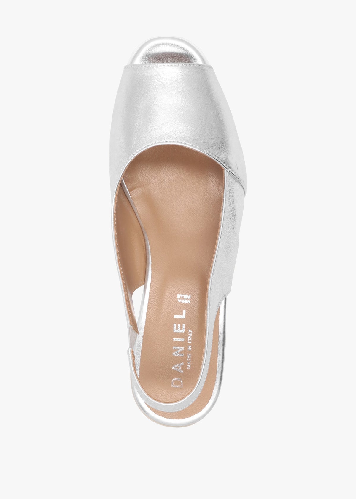 Canna Silver Leather Peep Toe Wedge Sandals