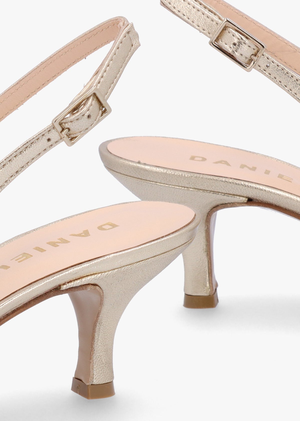Galina Gold Leather Raffia Bow Heeled Sling Backs
