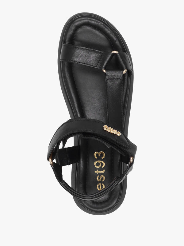 Mazey EST93 Black Leather Flatform Sandals