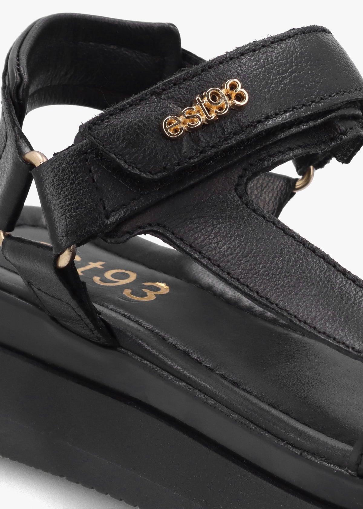 Mazey EST93 Black Leather Flatform Sandals