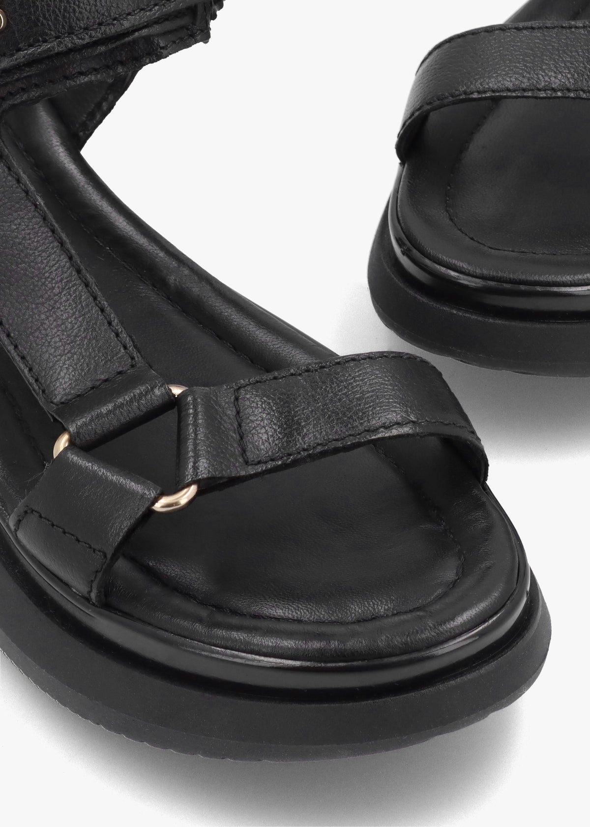 Mazey EST93 Black Leather Flatform Sandals
