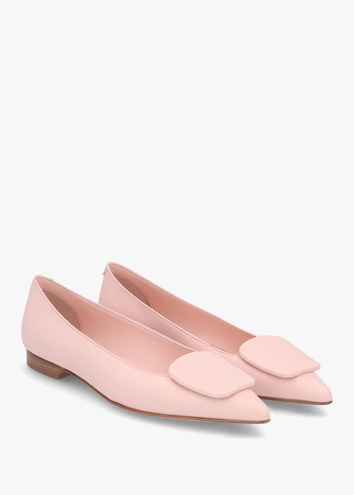 Nala Pink Leather Pointed Toe Flat Pumps