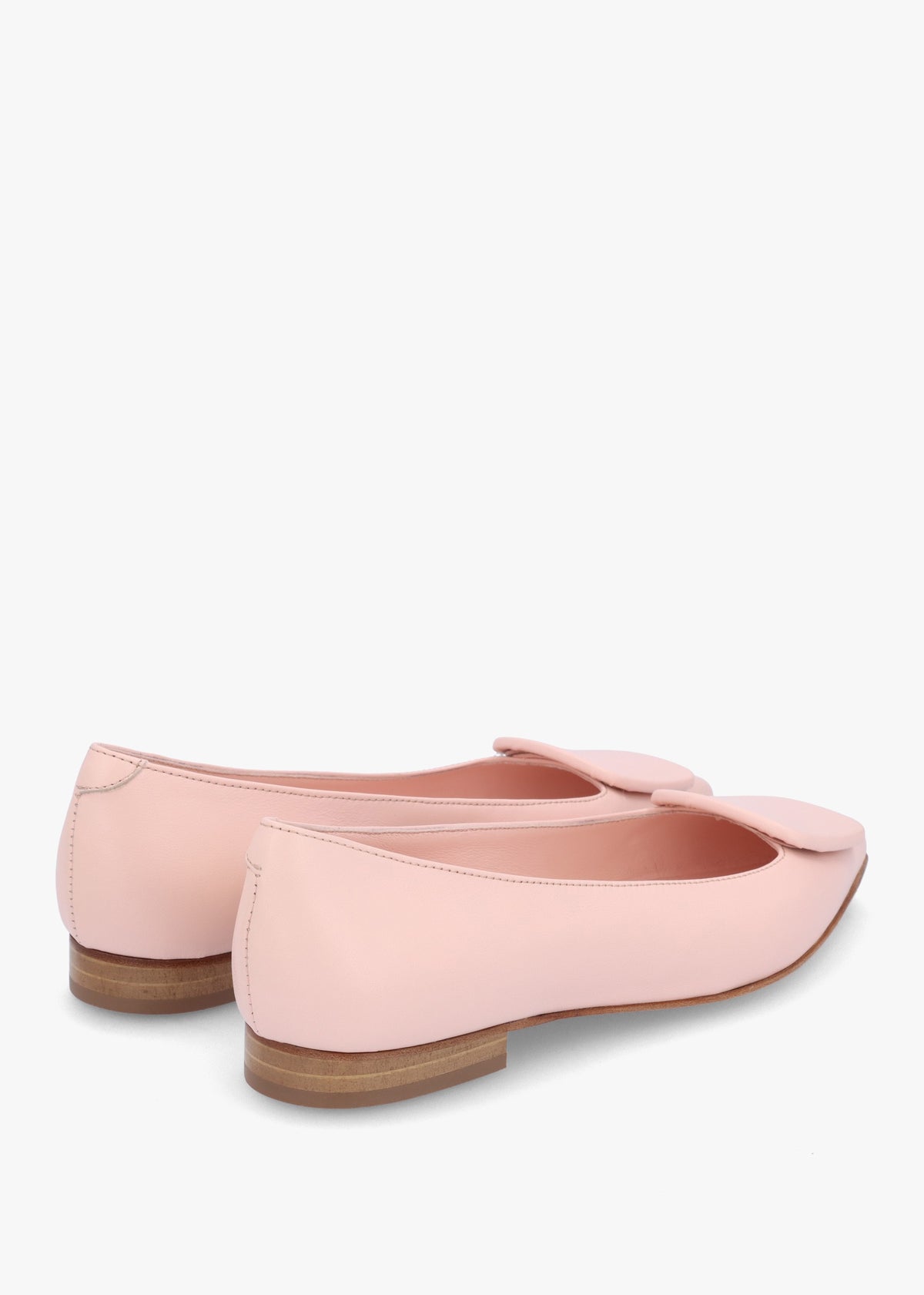 Nala Pink Leather Pointed Toe Flat Pumps