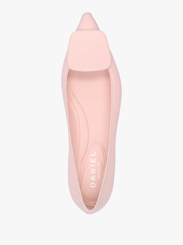 Nala Pink Leather Pointed Toe Flat Pumps