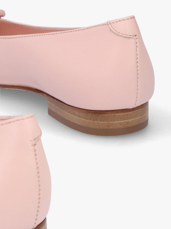 Nala Pink Leather Pointed Toe Flat Pumps