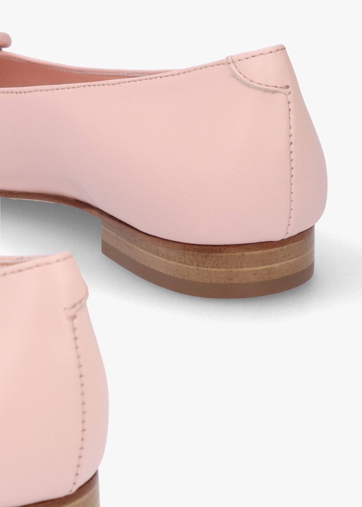 Nala Pink Leather Pointed Toe Flat Pumps