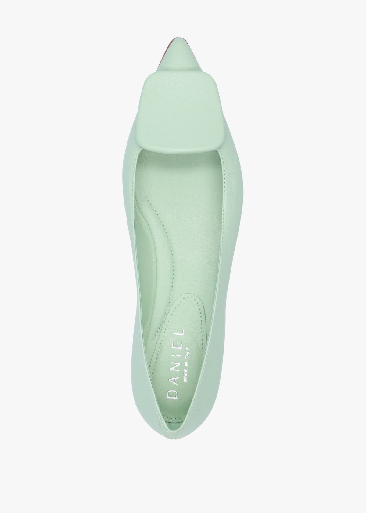 Nala Green Leather Pointed Toe Flat Pumps