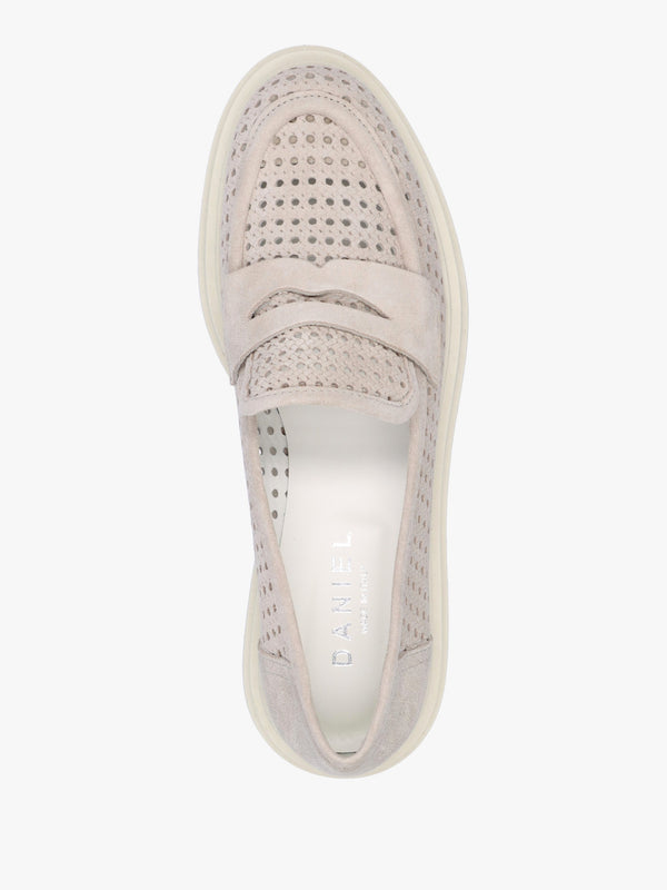 Nattie Grey Suede Perforated Chunky Loafers