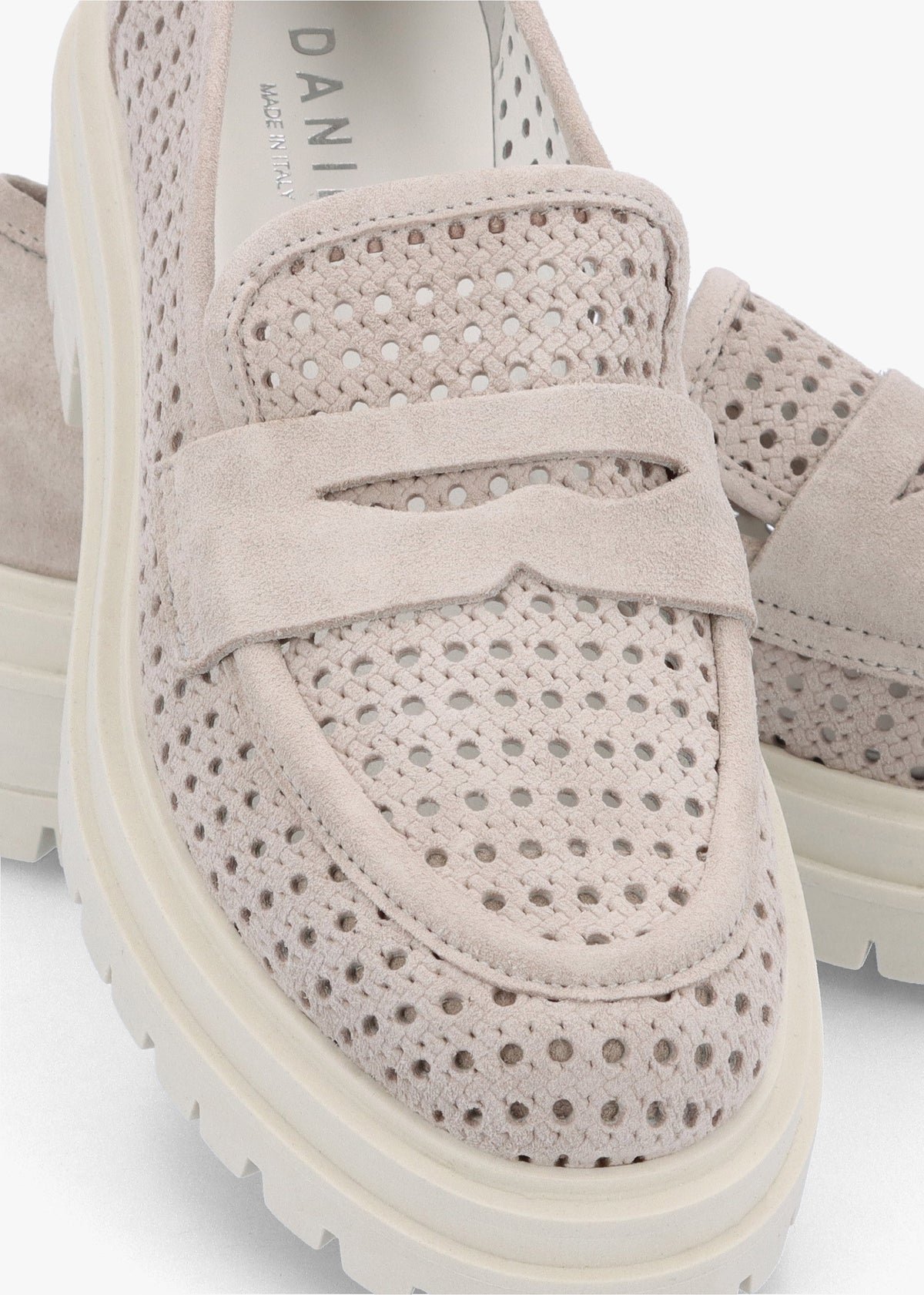 Nattie Grey Suede Perforated Chunky Loafers
