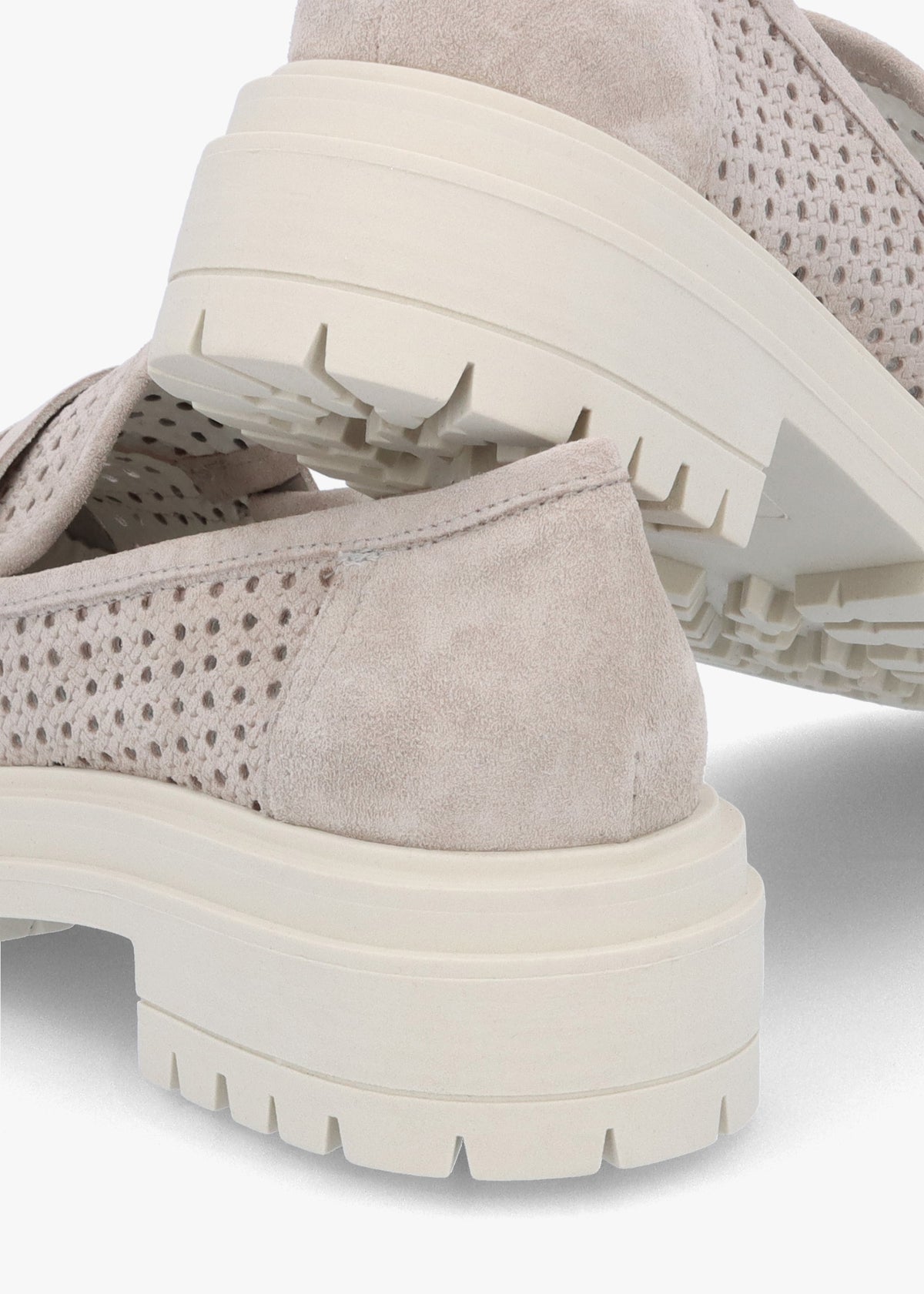 Nattie Grey Suede Perforated Chunky Loafers