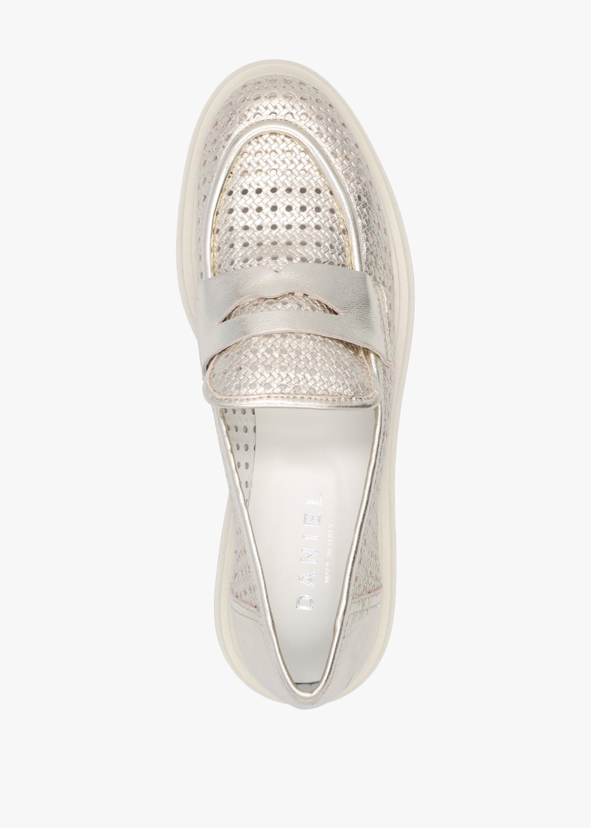 Nattie Gold Leather Perforated Chunk Loafers