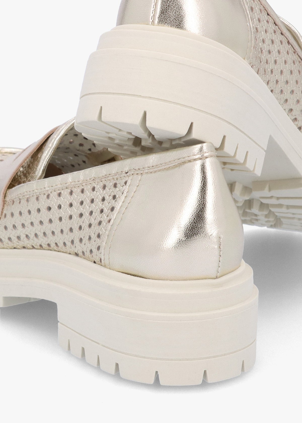 Nattie Gold Leather Perforated Chunk Loafers