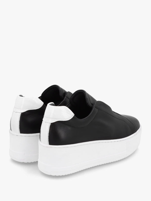 Tred Black Smooth Leather Laceless Flatform Trainers