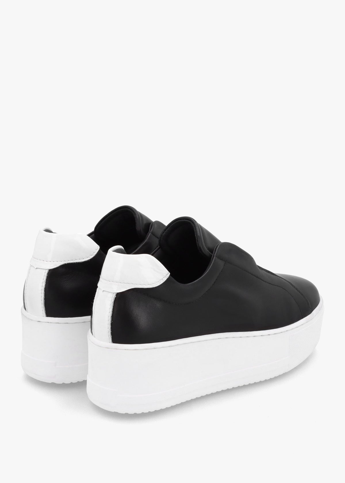 Tred Black Smooth Leather Laceless Flatform Trainers