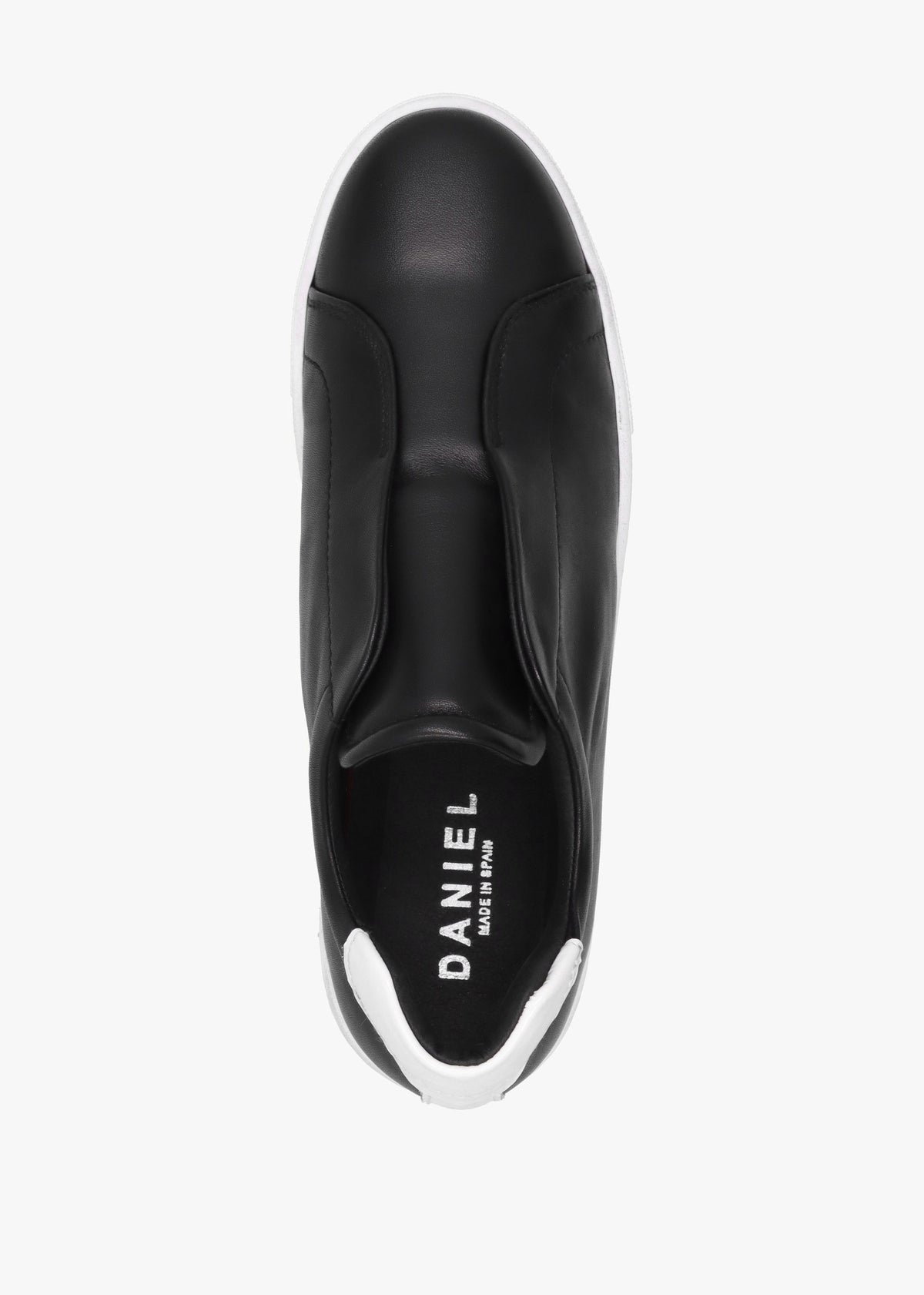 Tred Black Smooth Leather Laceless Flatform Trainers